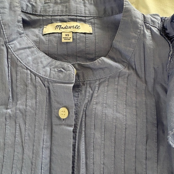 Madewell Slate Blue Pleated Blouse - Picture 2 of 4